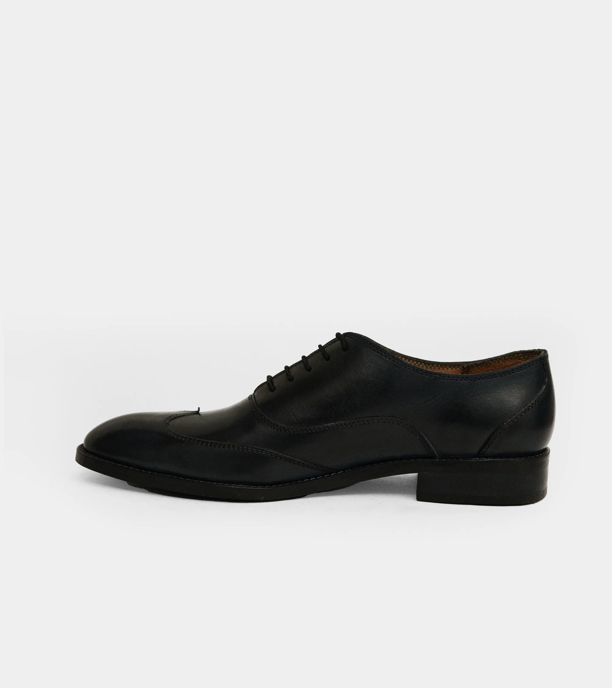 Burnished Black Leather Derby Shoes - Image 2
