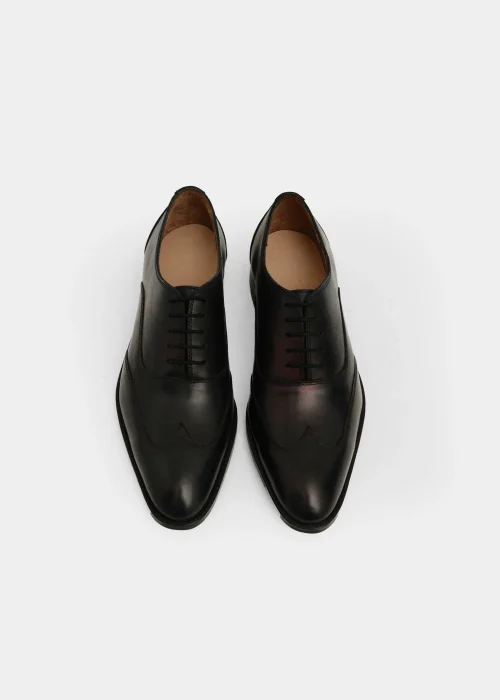Burnished Black Leather Derby Shoes