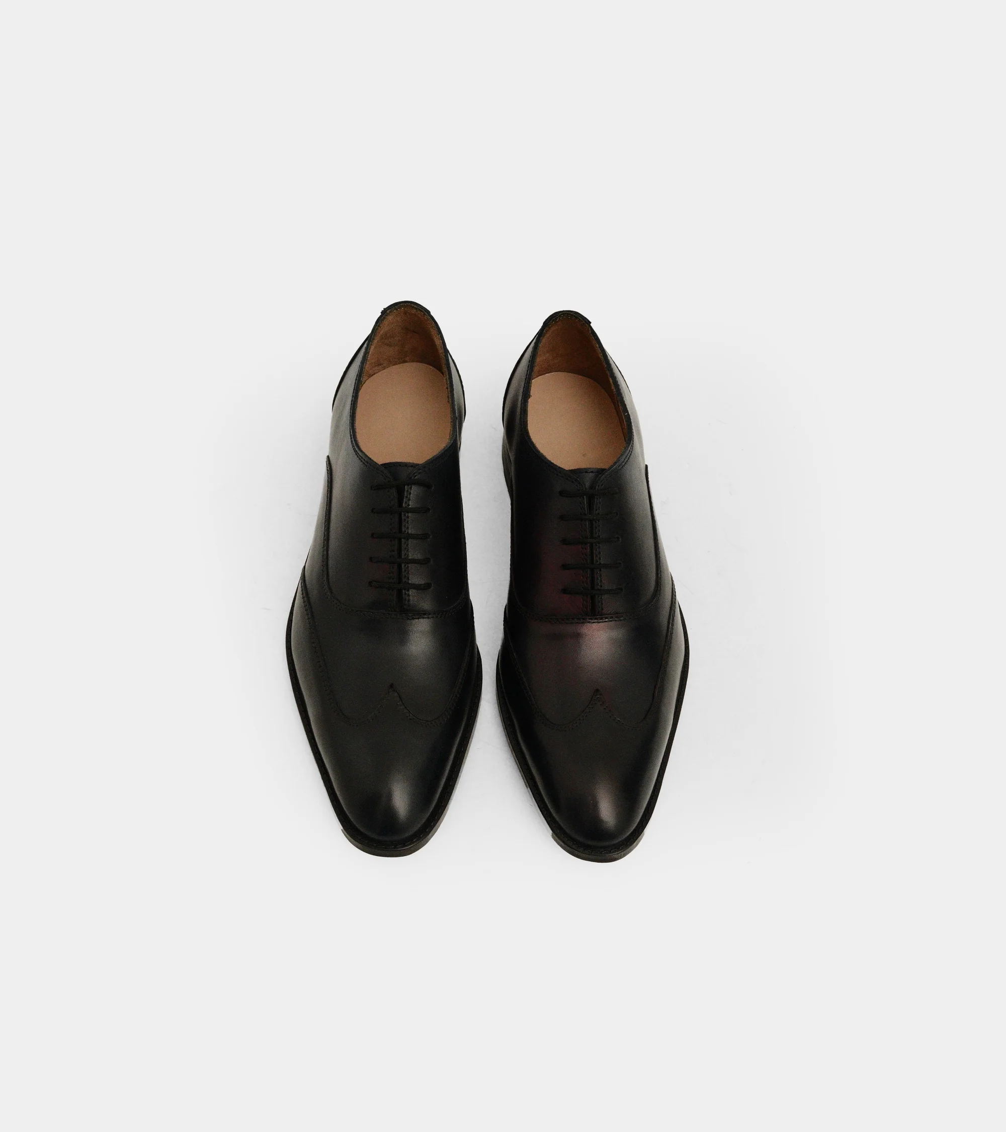 Burnished Black Leather Derby Shoes