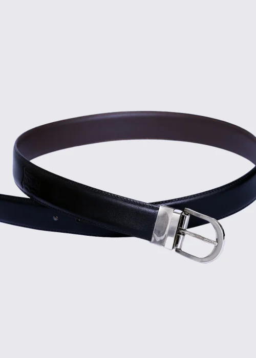 Men Black Solid 100% Leather Casual Belt